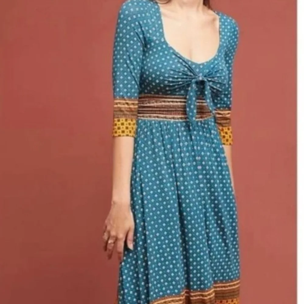 Maeve From Anthropologie Beloved Tie Front Midi Dress - Picture 2 of 11